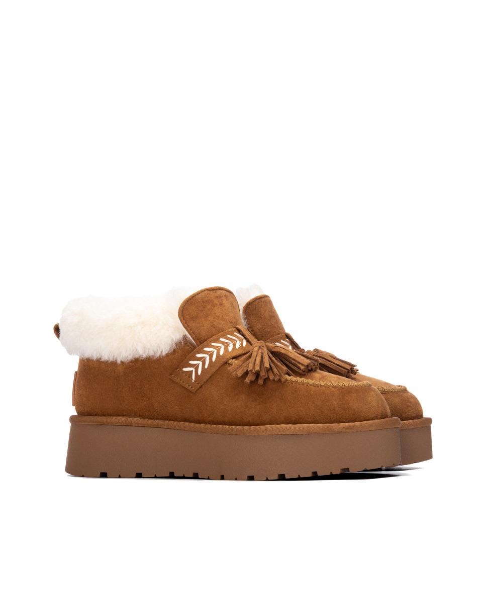 Botines con pelo de mujer australiano - Xti - Camel Camel-4