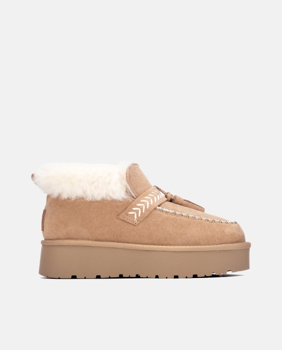 Botines con pelo de mujer australiano - Xti - Beige Beige-1