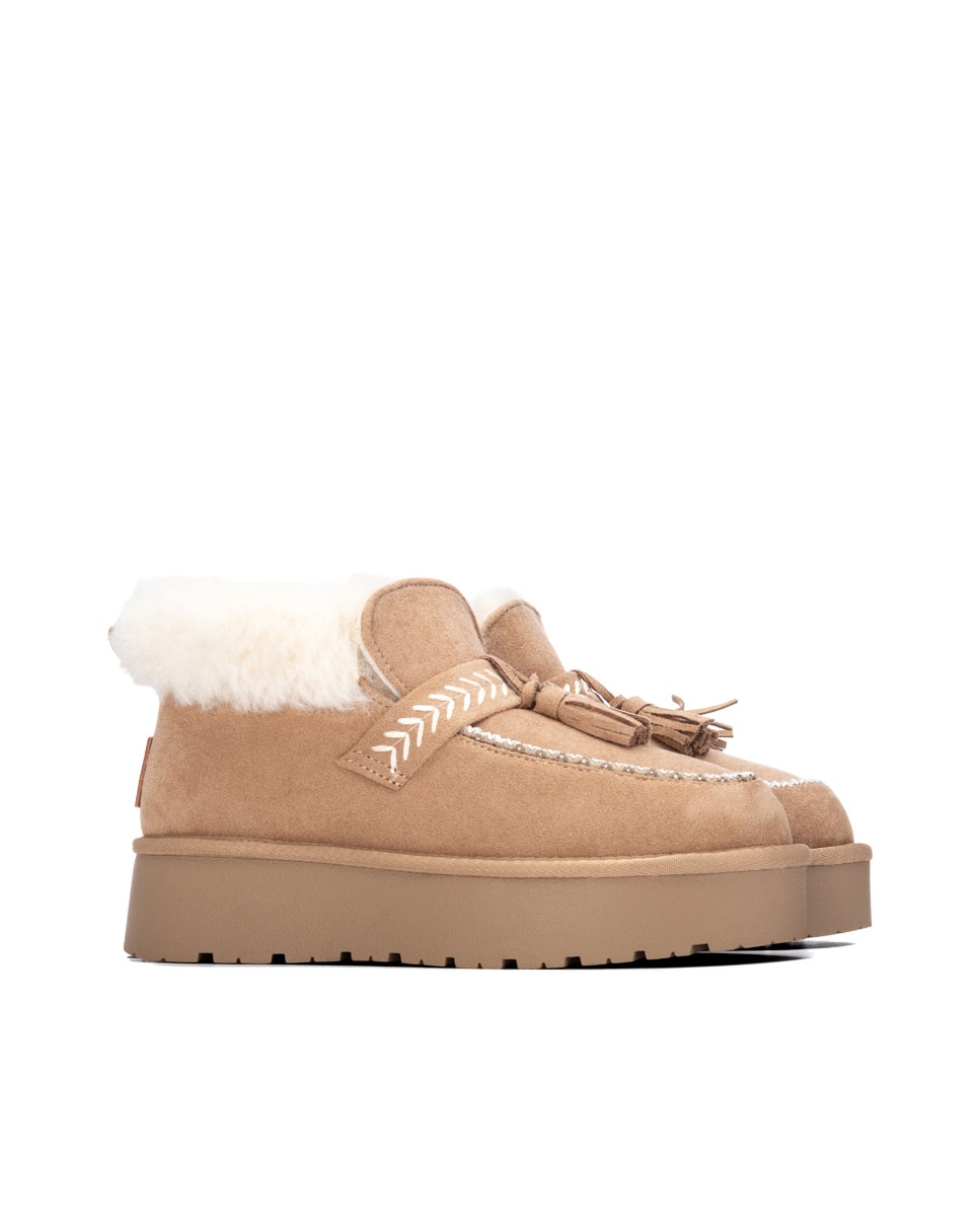 Botines con pelo de mujer australiano - Xti - Beige Beige-4