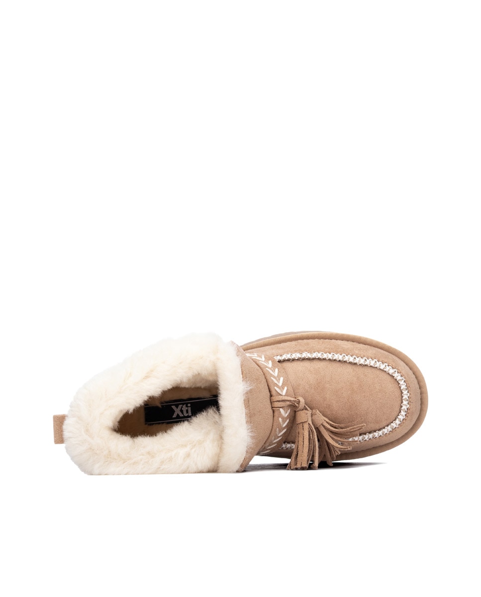 Botines con pelo de mujer australiano - Xti - Beige Beige-5