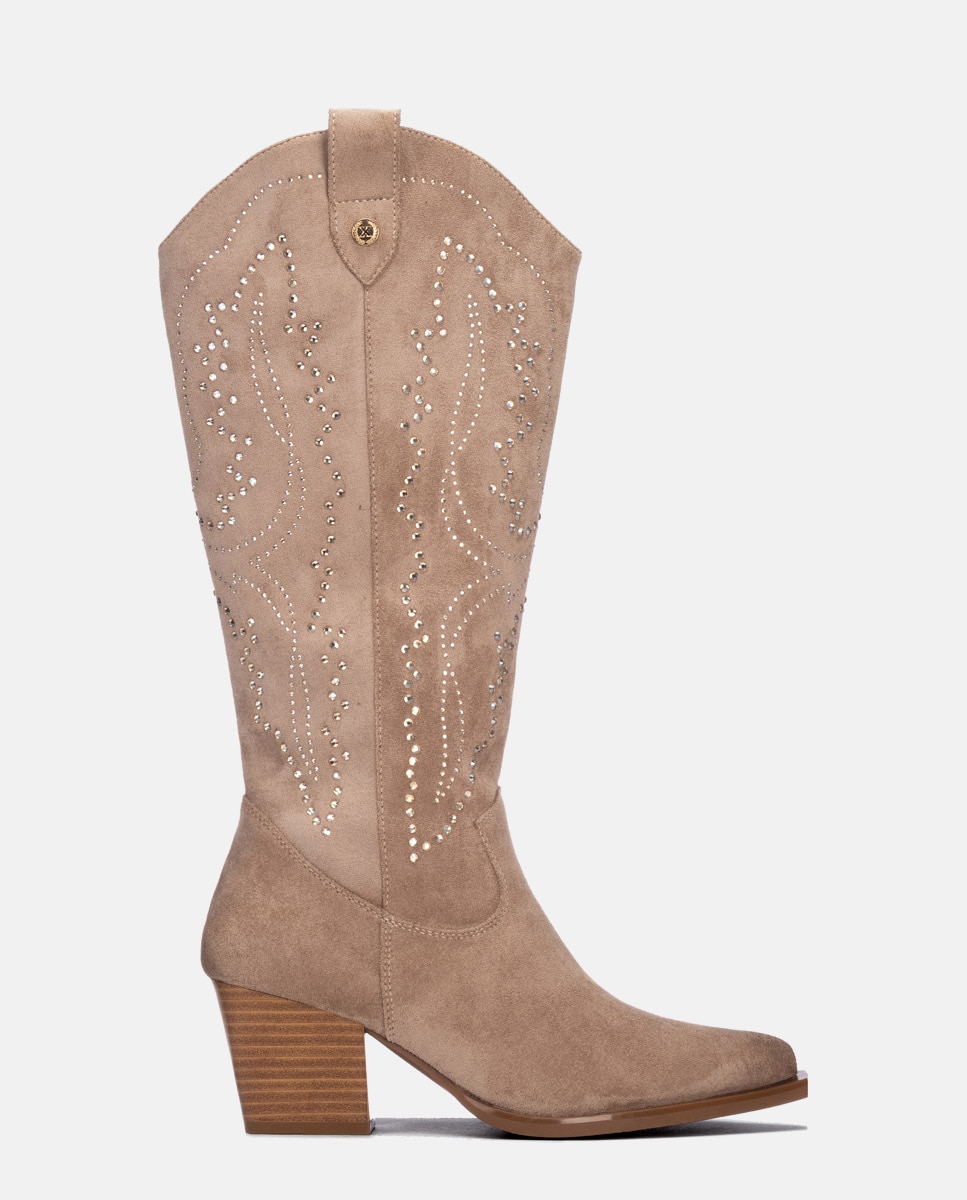 Bota de mujer cowboy con tacón - Xti - Beige Beige-1