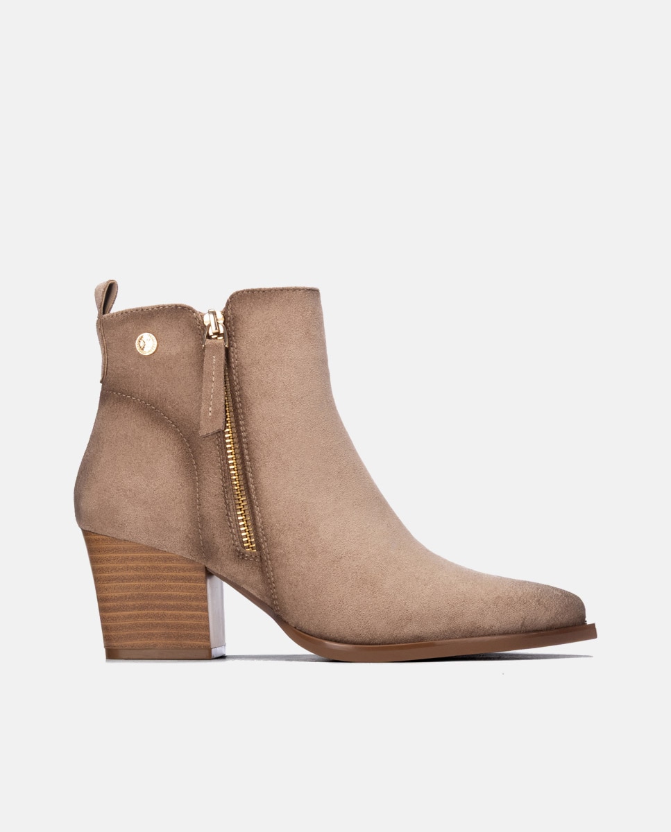 Botines de mujer con cremallera - Xti - Beige Beige-1