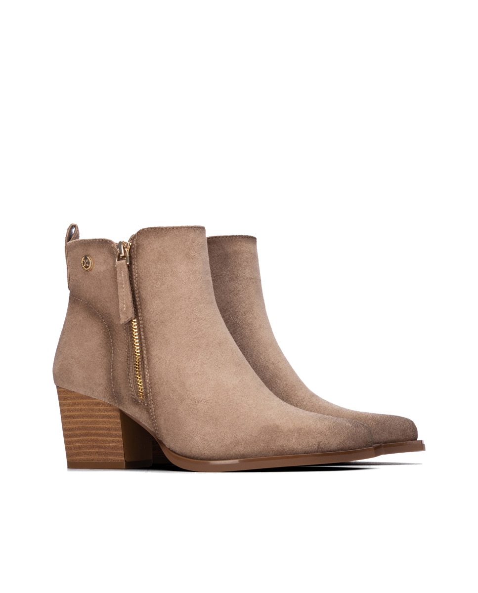 Botines de mujer con cremallera - Xti - Beige Beige-4