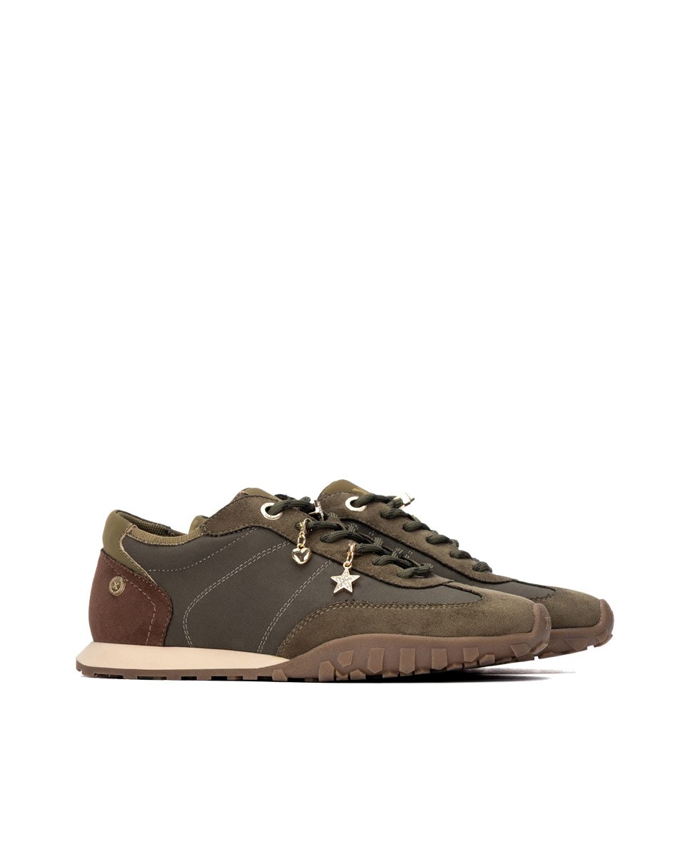Zapatilla de mujer con cordones - Xti - Kaki Kaki-4