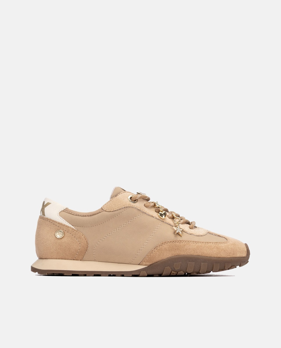 Zapatilla de mujer con cordones - Xti - Beige Beige-1
