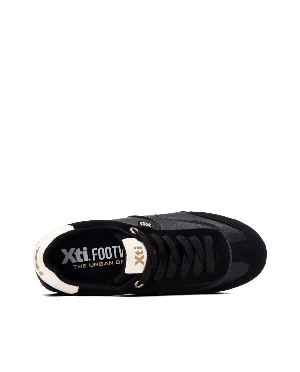 Zapatilla de mujer con cordones - Xti - Negro Negro-6