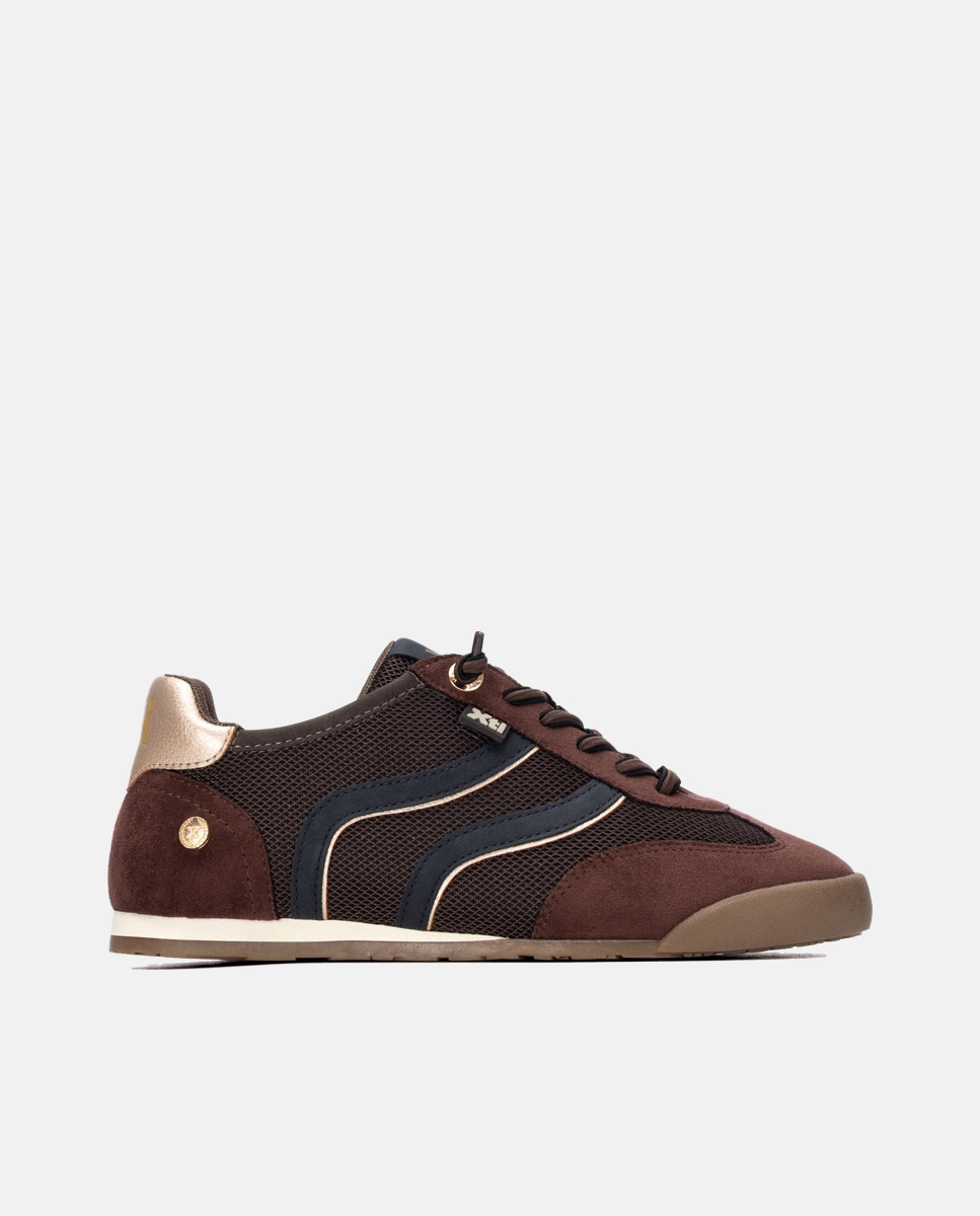 Zapatilla de mujer con cordones - Xti - Marrón Marrón-1