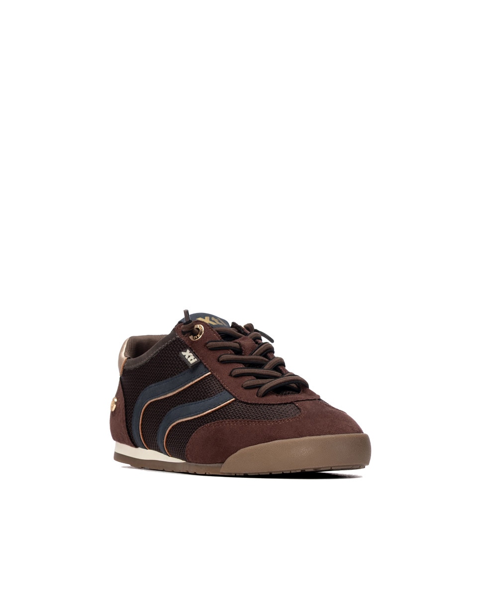 Zapatilla de mujer con cordones - Xti - Marrón Marrón-3
