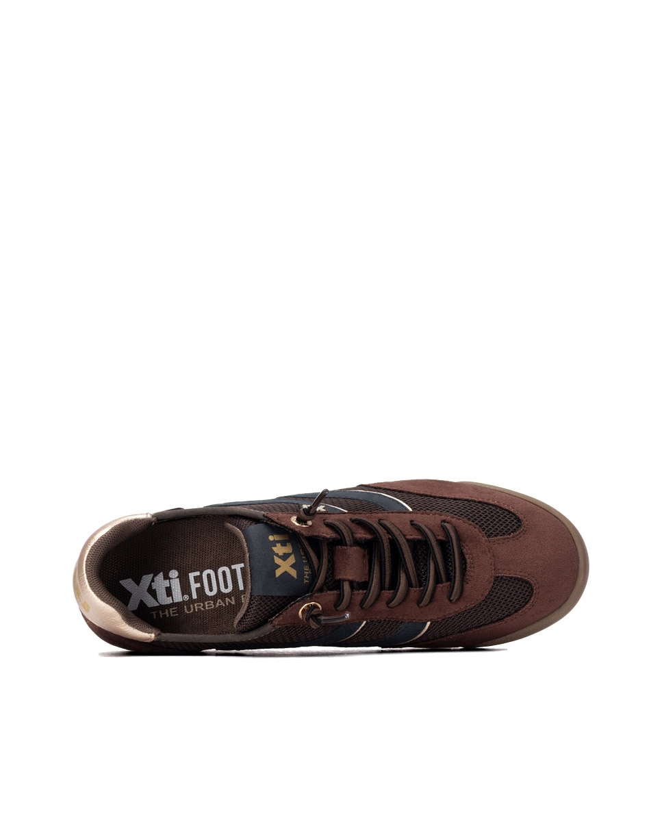 Zapatilla de mujer con cordones - Xti - Marrón Marrón-5