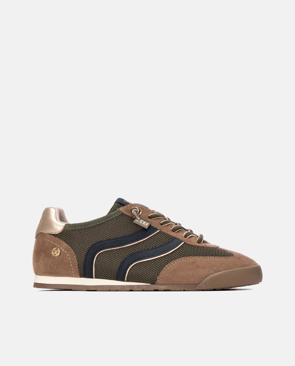 Zapatilla de mujer con cordones - Xti - Kaki Kaki-1