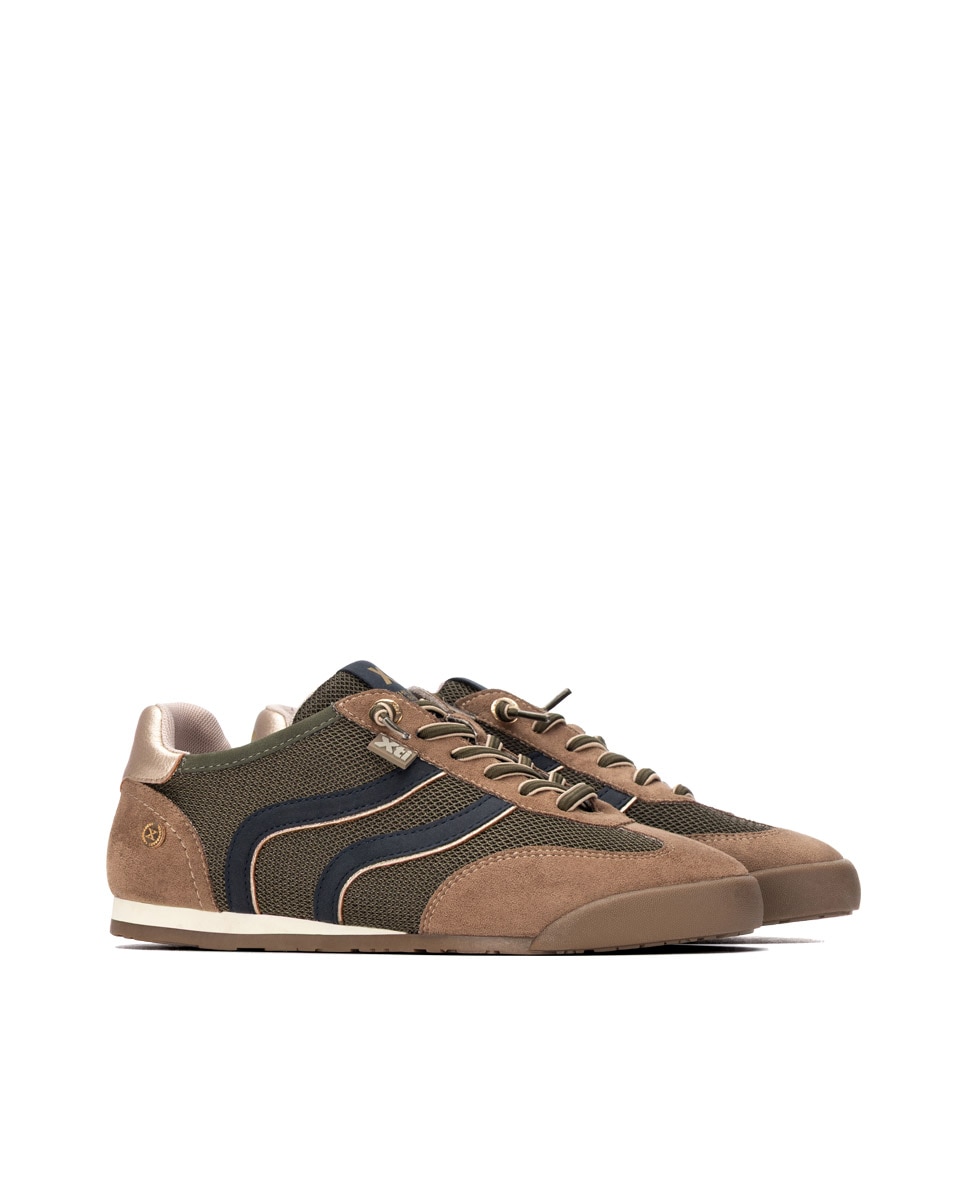 Zapatilla de mujer con cordones - Xti - Kaki Kaki-4