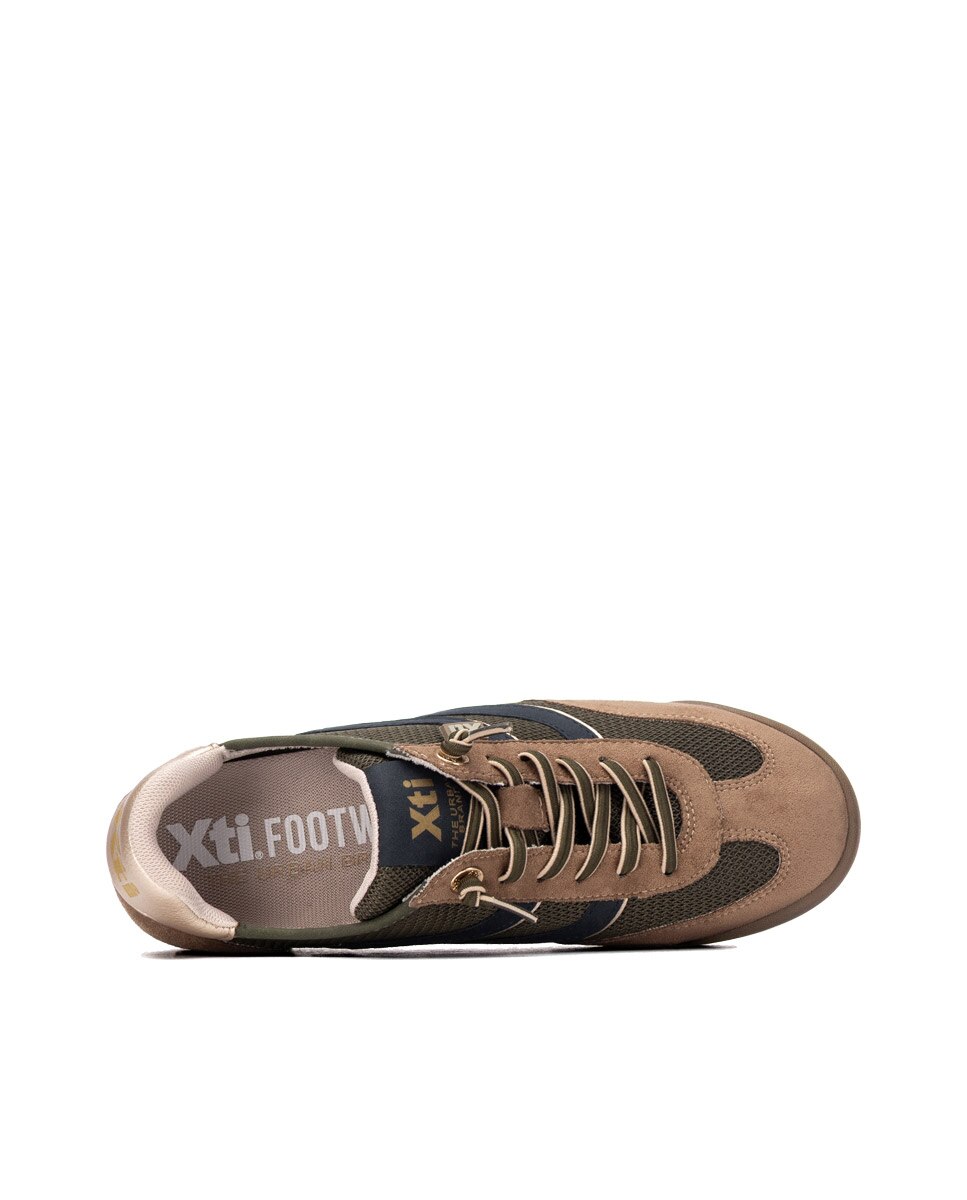Zapatilla de mujer con cordones - Xti - Kaki Kaki-5