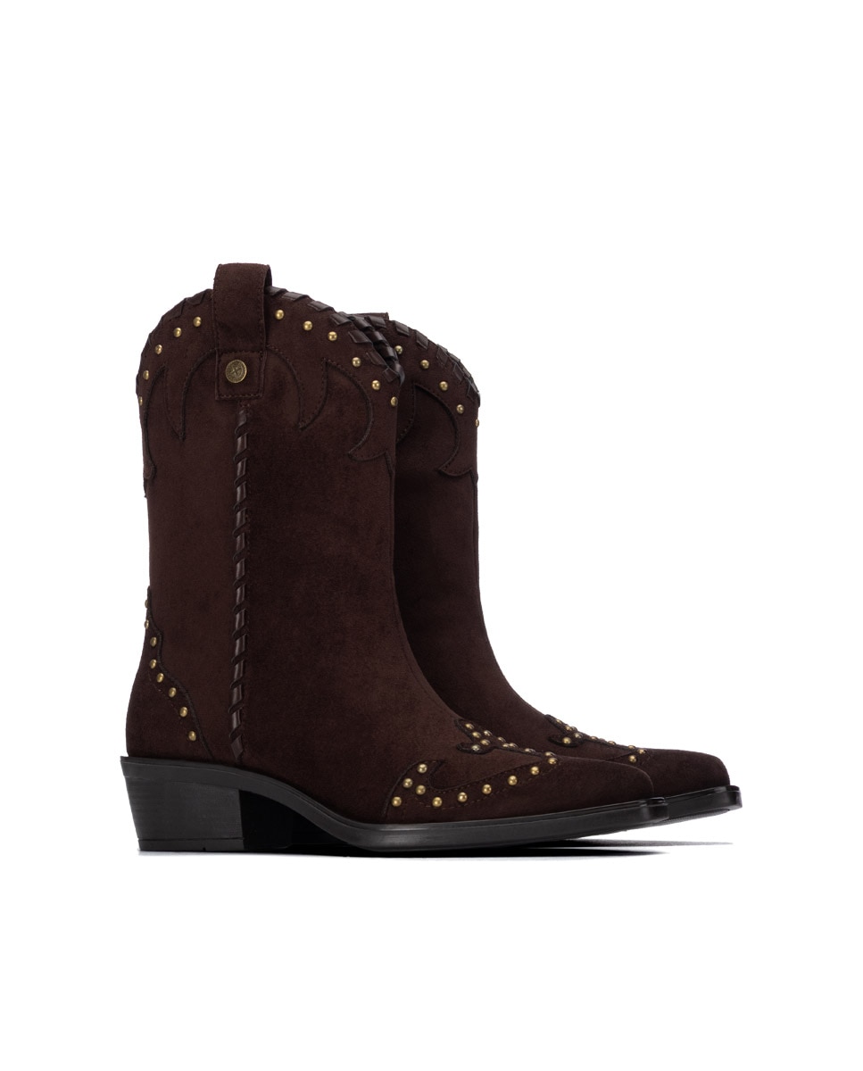 Bota de mujer con cremallera - Xti - Marrón Marrón-4