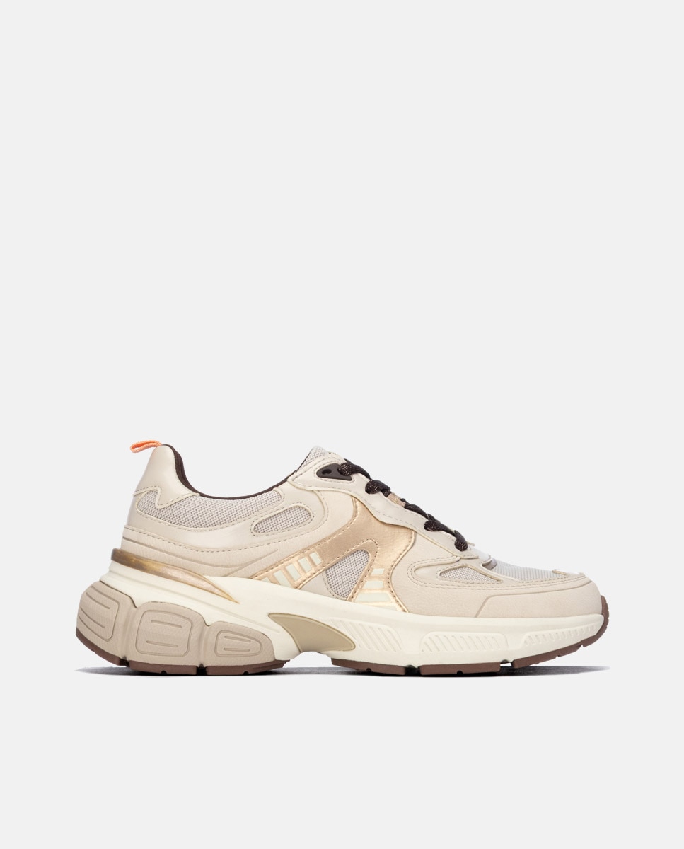 Zapatilla de mujer con cordones - Xti - Beige Beige-1