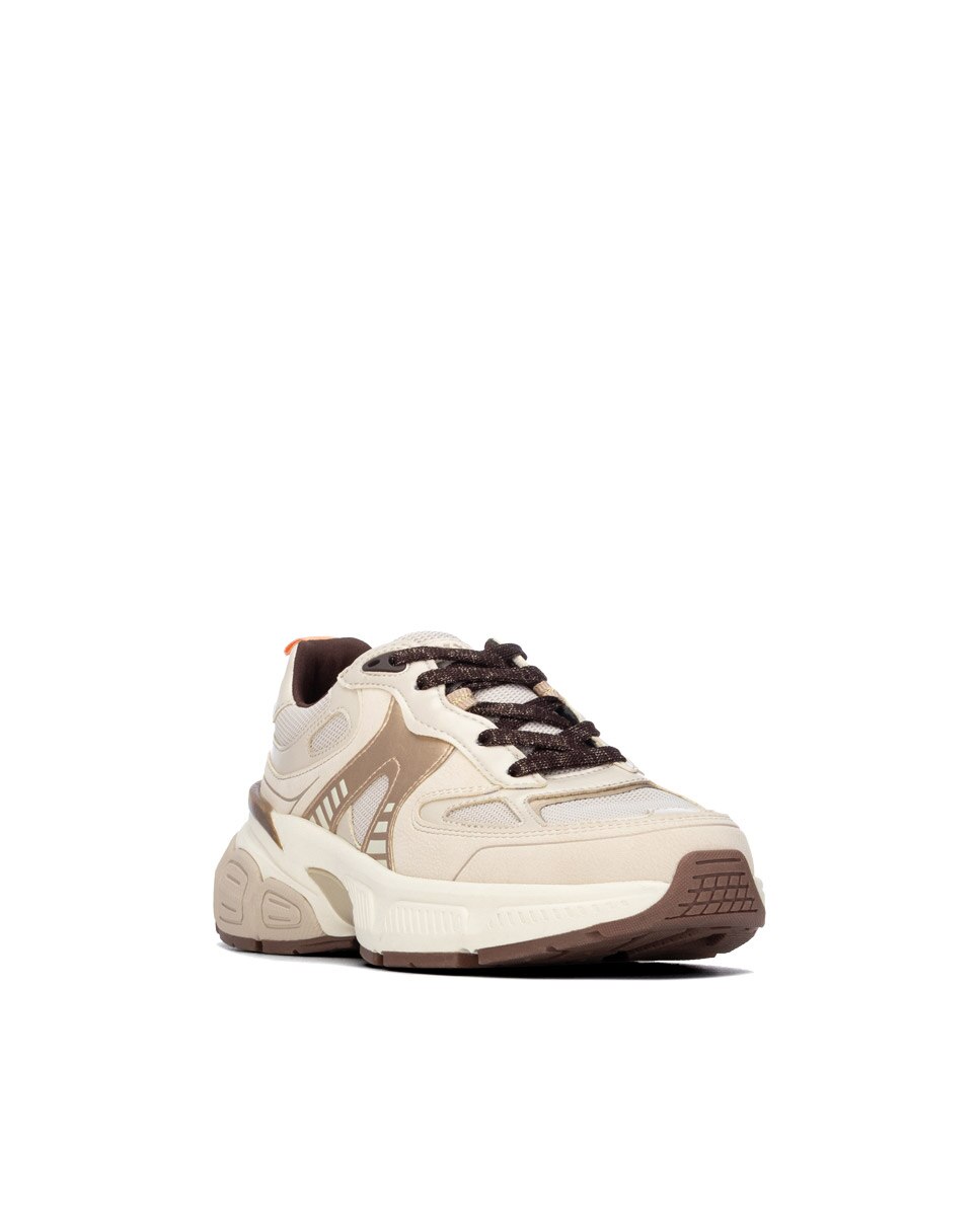 Zapatilla de mujer con cordones - Xti - Beige Beige-3