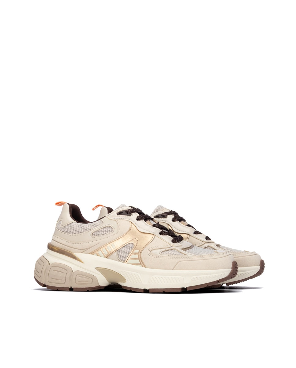 Zapatilla de mujer con cordones - Xti - Beige Beige-4