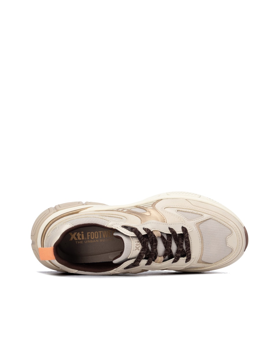 Zapatilla de mujer con cordones - Xti - Beige Beige-5