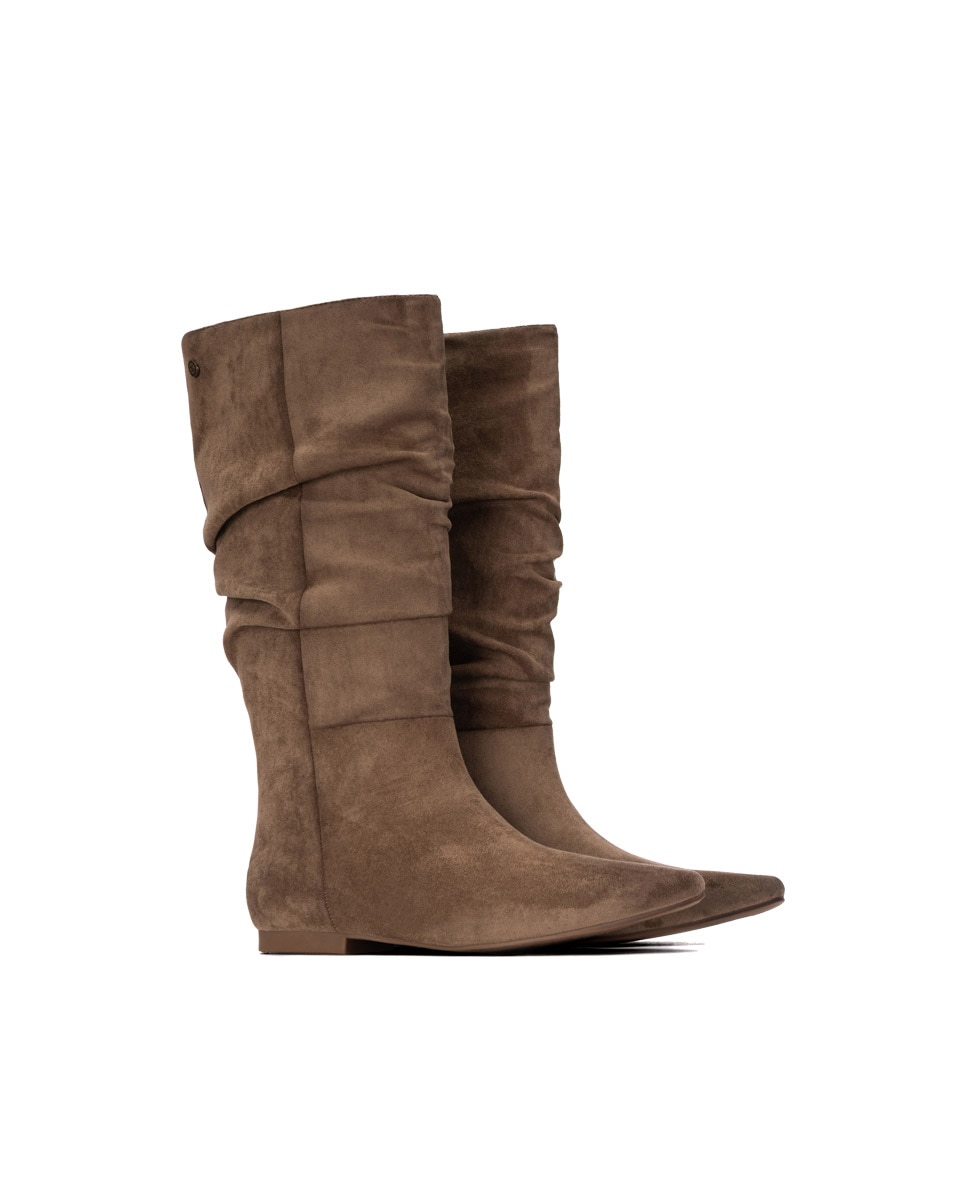 Bota de mujer plana - Xti - Marrón Marrón-5