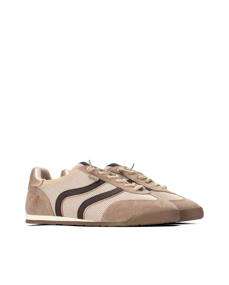 Zapatilla de mujer con cordones - Xti - Beige Beige-4