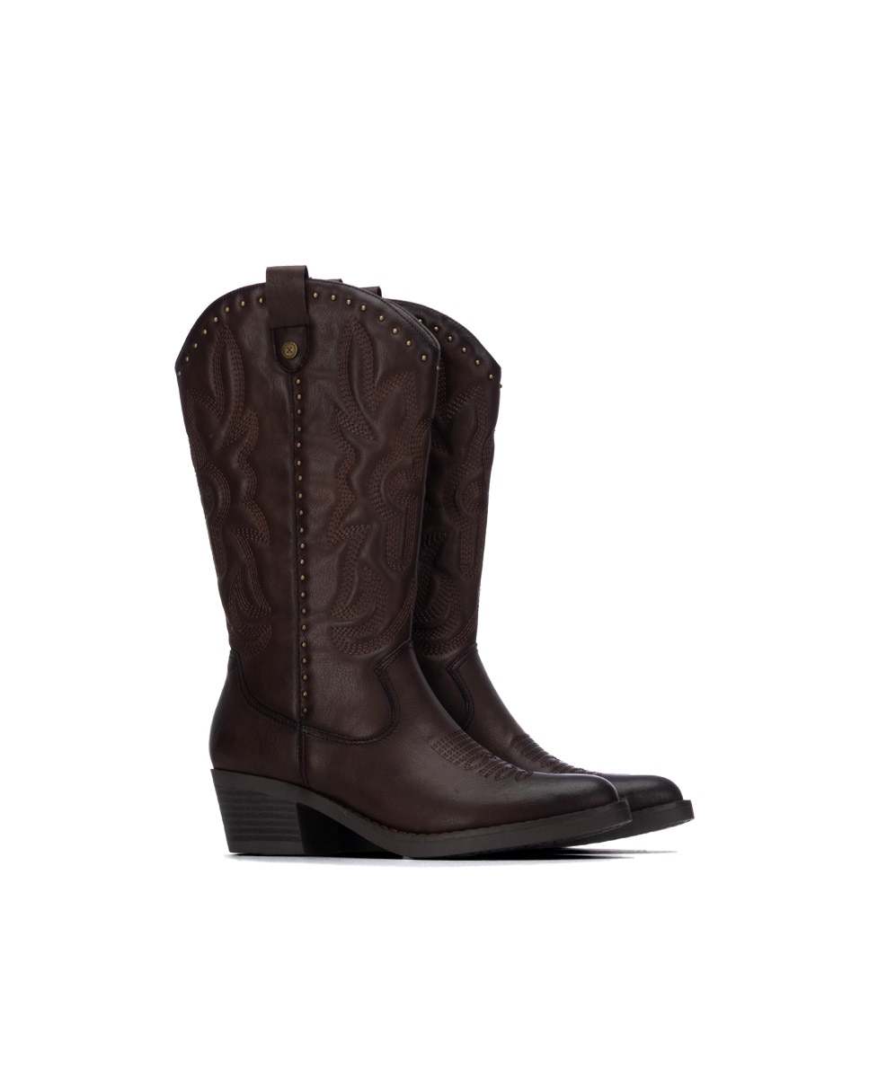Bota de mujer con cremallera - Xti - Marrón Marrón-4