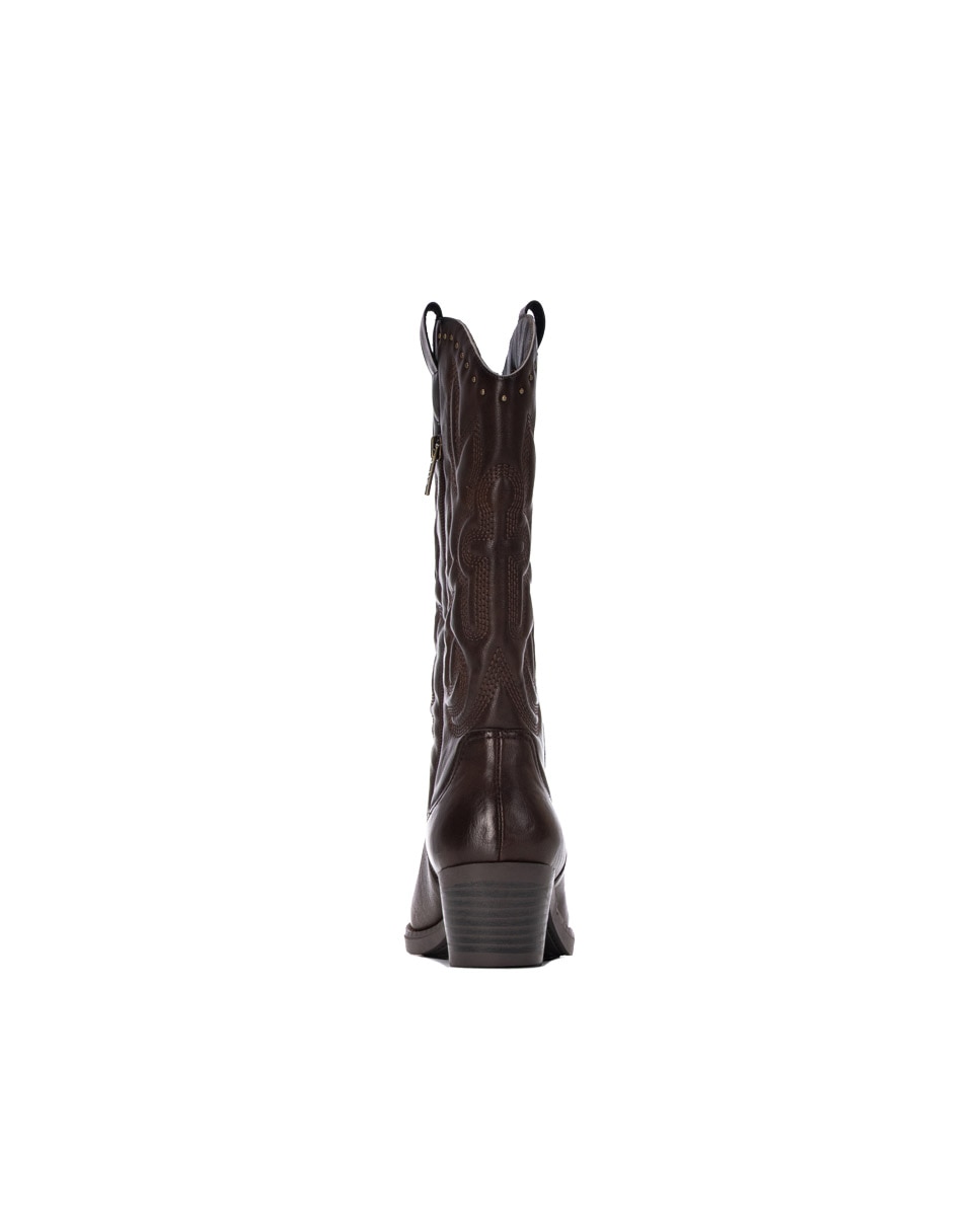 Bota de mujer con cremallera - Xti - Marrón Marrón-5