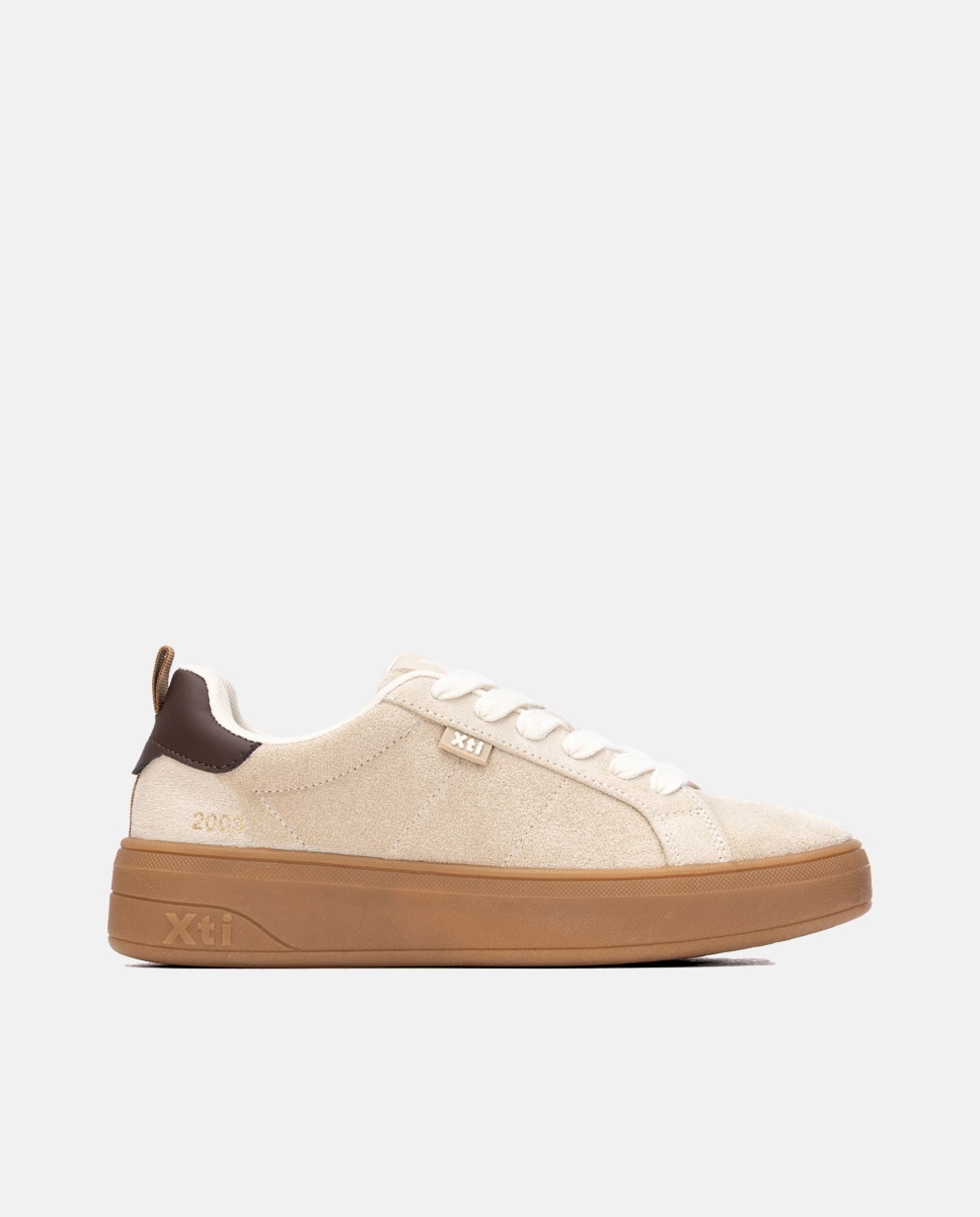 Zapatilla de mujer con cordones - Xti - Beige Beige-1