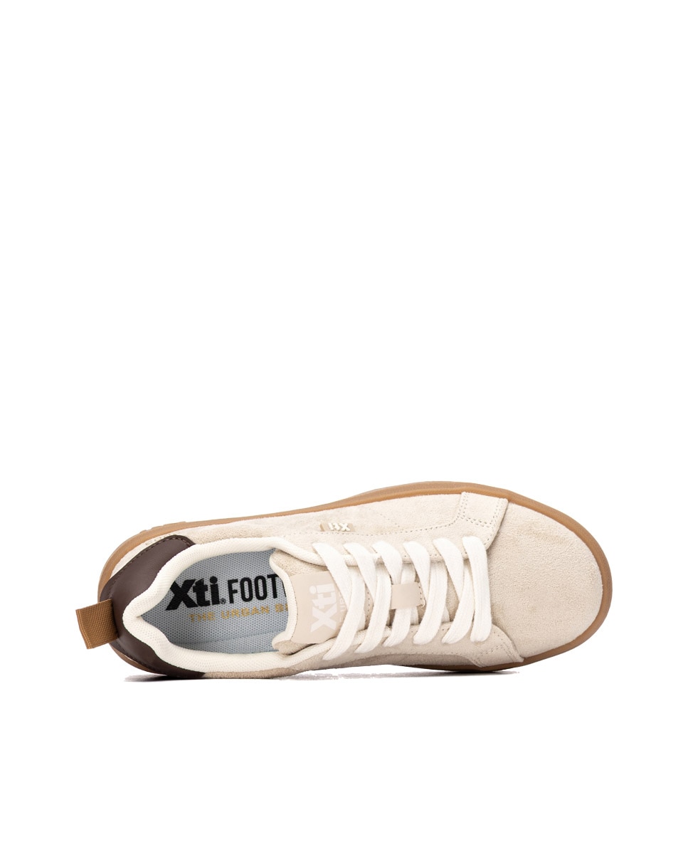 Zapatilla de mujer con cordones - Xti - Beige Beige-5
