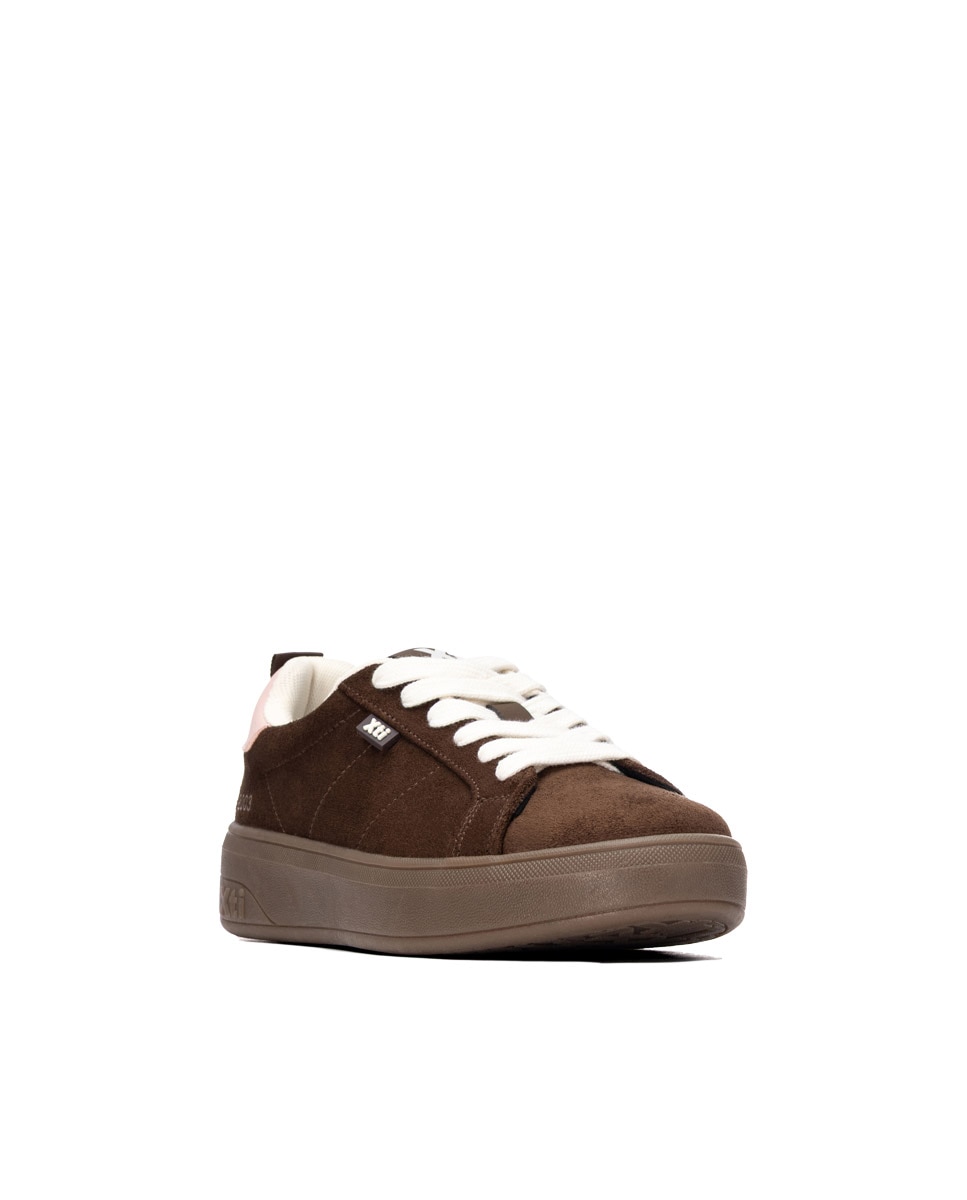 Zapatilla de mujer con cordones - Xti - Marrón Marrón-3