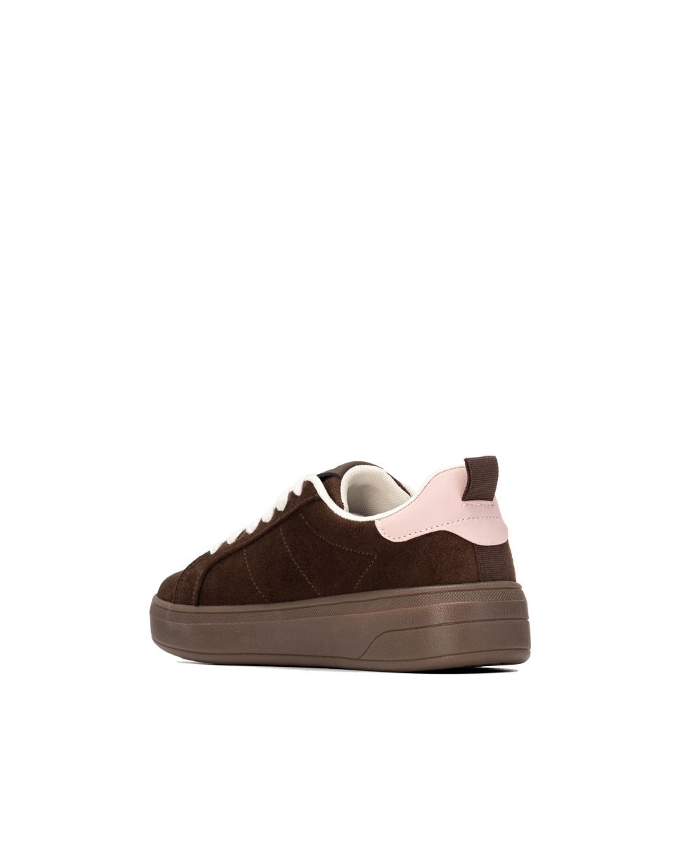Zapatilla de mujer con cordones - Xti - Marrón Marrón-2