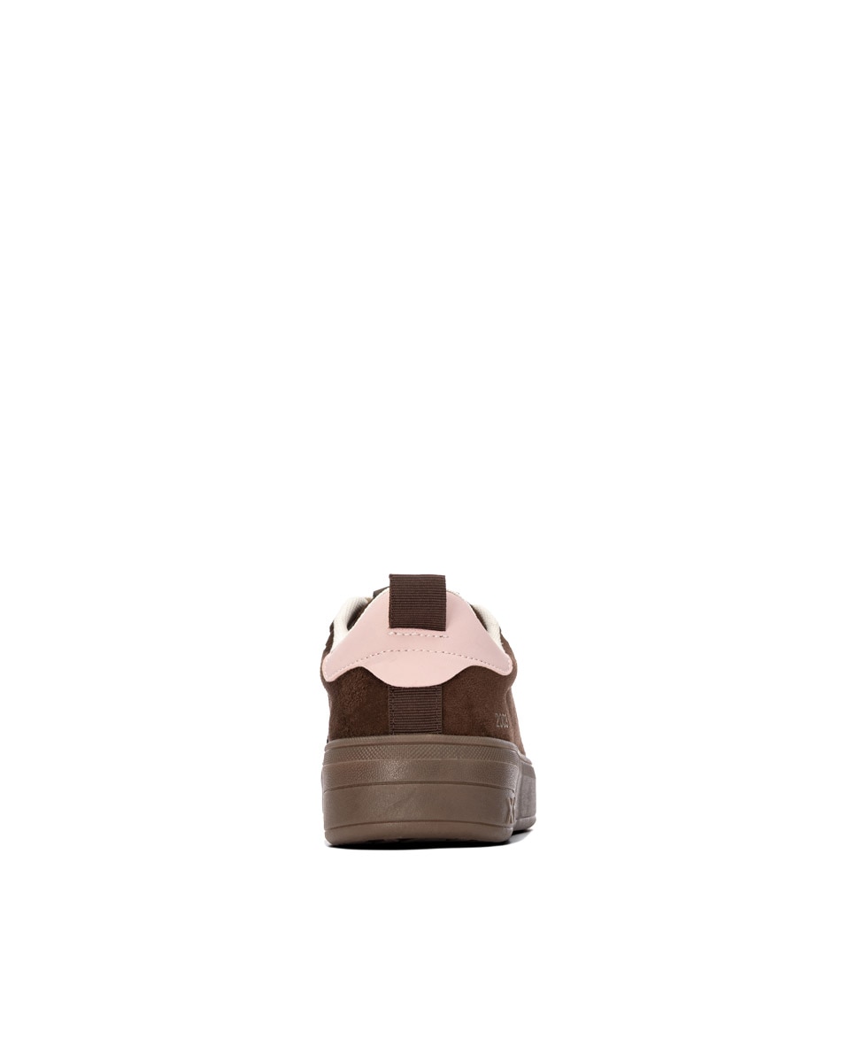 Zapatilla de mujer con cordones - Xti - Marrón Marrón-9
