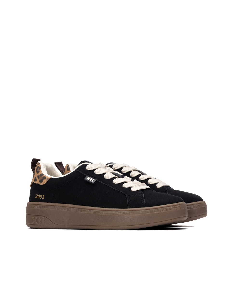 Zapatilla de mujer con cordones - Xti - Negro Negro-4