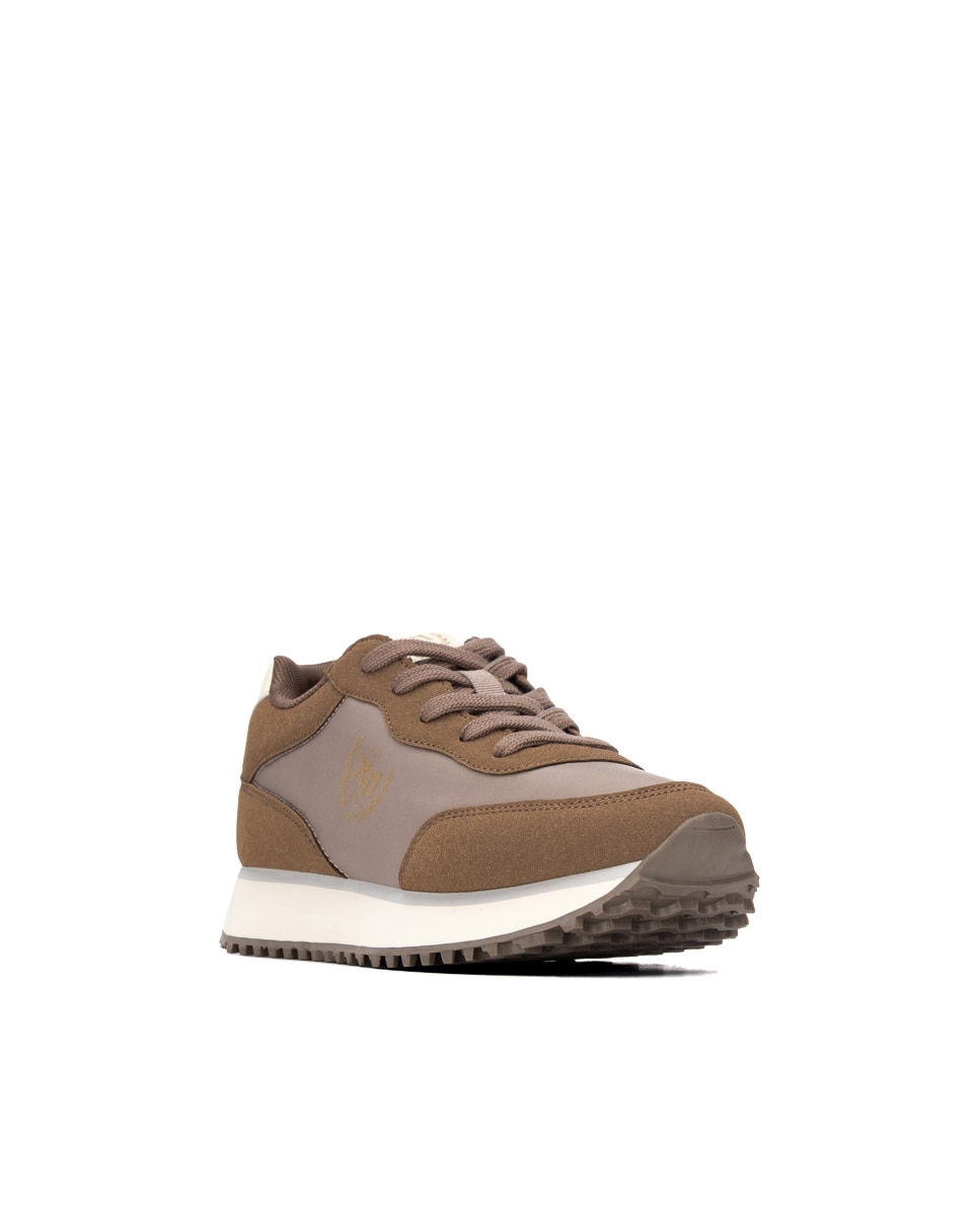 Zapatilla de mujer con cordones - Xti - Marrón Marrón-3