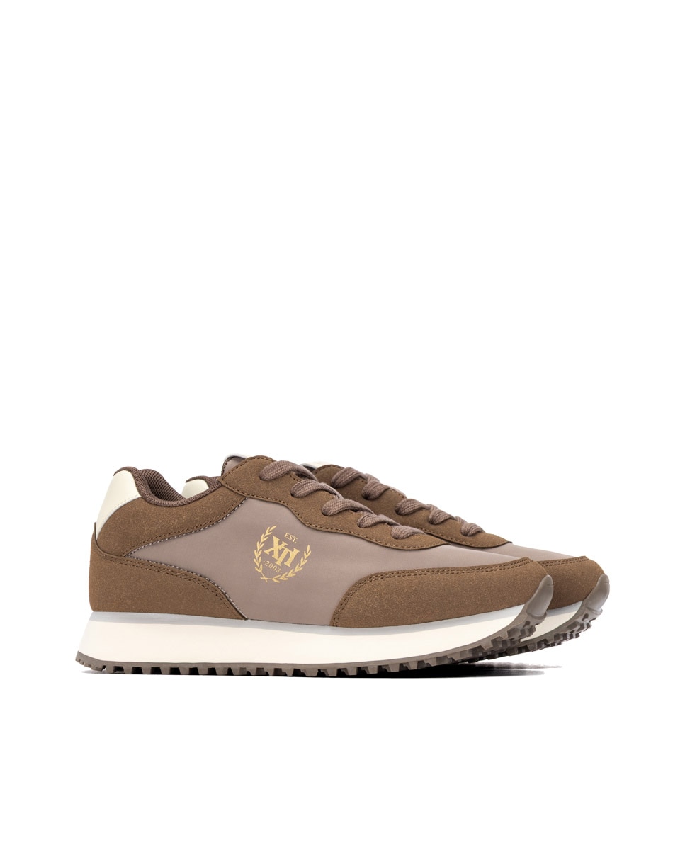 Zapatilla de mujer con cordones - Xti - Marrón Marrón-4