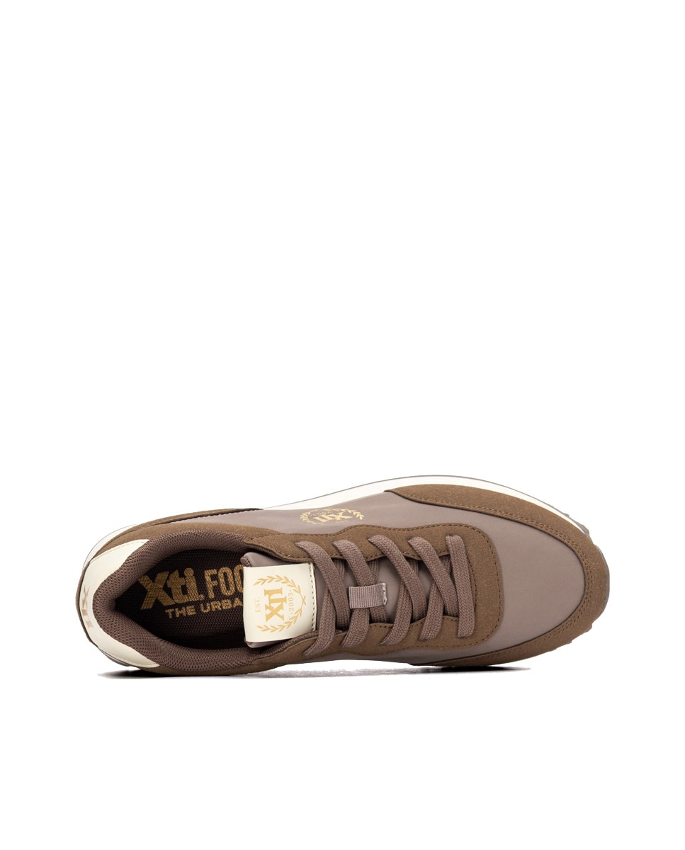 Zapatilla de mujer con cordones - Xti - Marrón Marrón-5