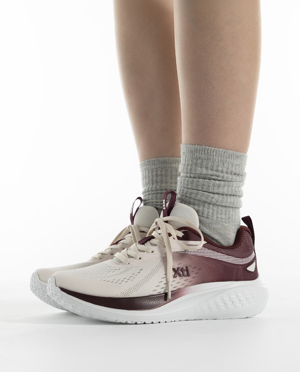 Zapatilla de mujer con cordones - Xti - Burdeos Burdeos-2