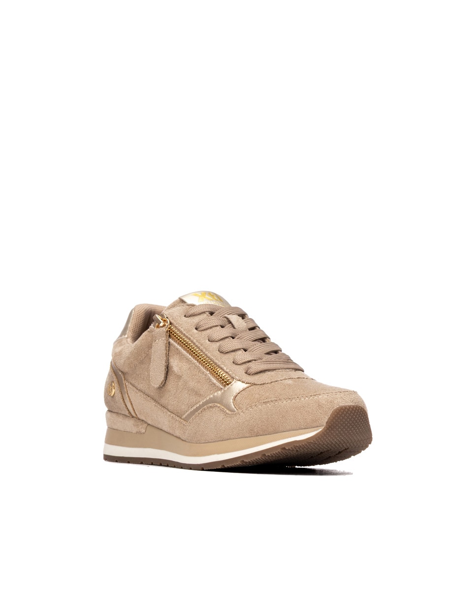 Zapatilla de mujer con cordones - Xti - Marrón Marrón-3