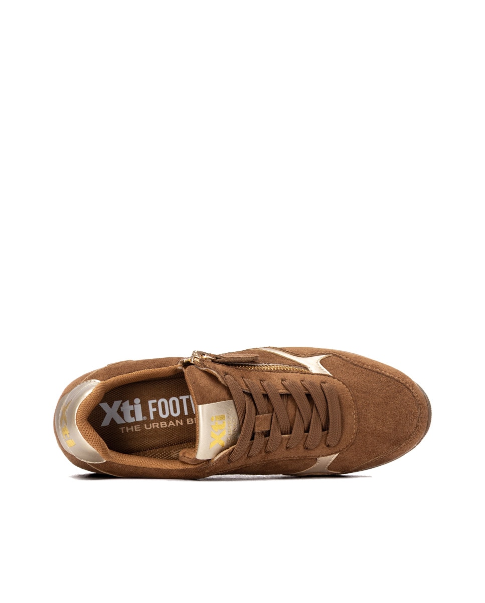 Zapatilla de mujer con cordones - Xti - Camel Camel-5