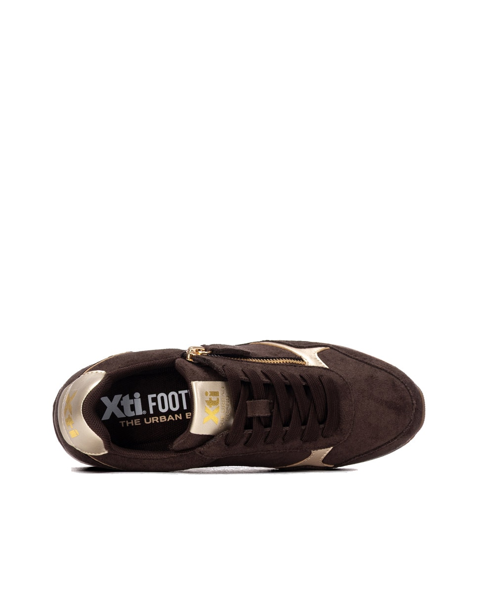 Zapatilla de mujer con cordones - Xti - Marrón Marrón-5
