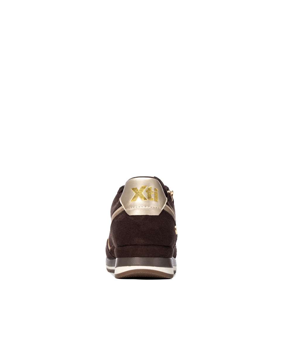 Zapatilla de mujer con cordones - Xti - Marrón Marrón-6