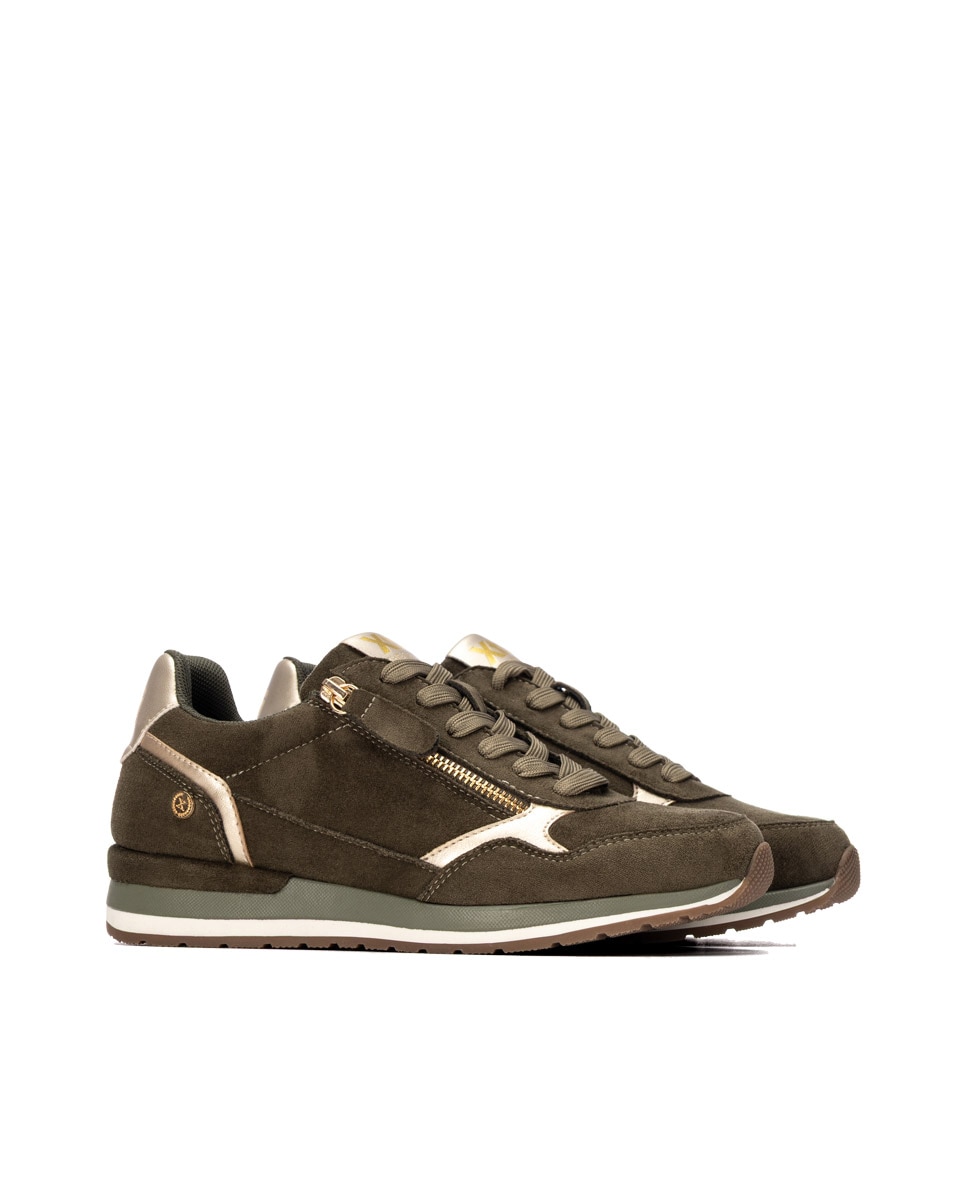 Zapatilla de mujer con cordones - Xti - Kaki Kaki-4