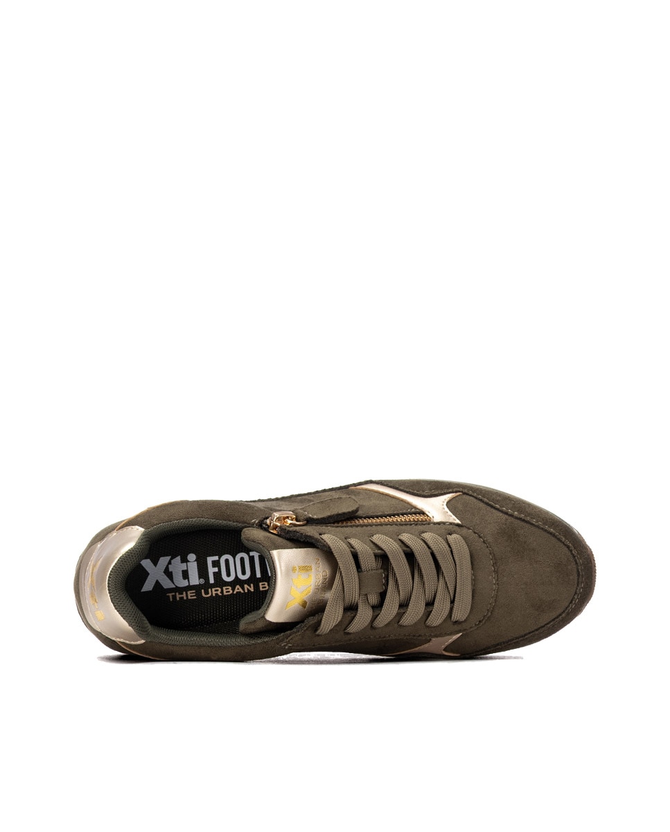 Zapatilla de mujer con cordones - Xti - Kaki Kaki-5