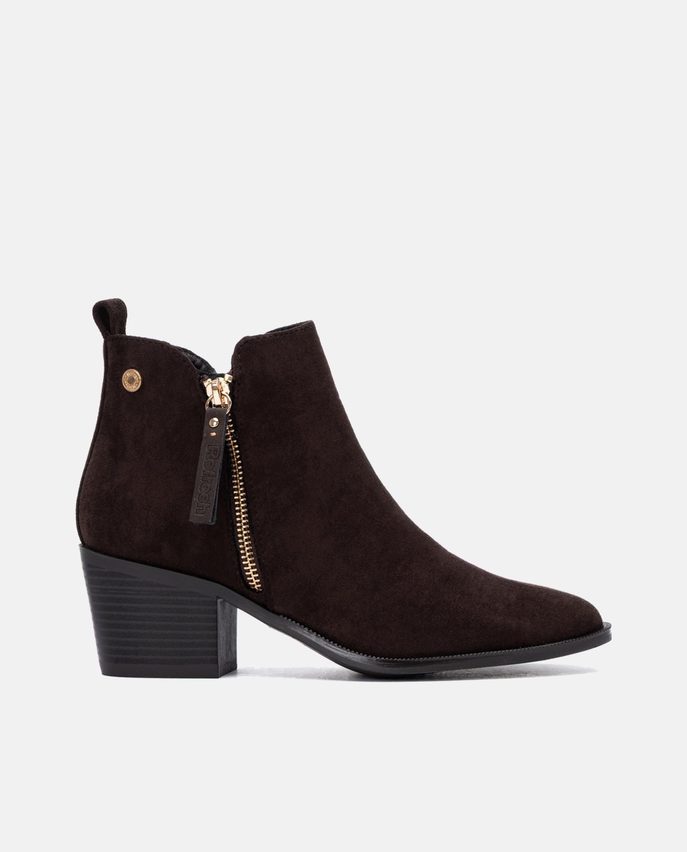 Botines de mujer cowboy con cremallera - Refresh - Marrón Marrón-1