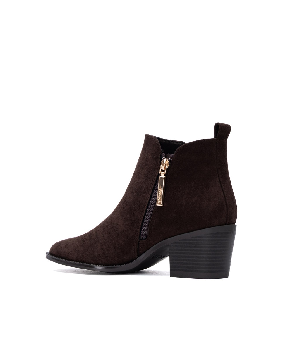 Botines de mujer cowboy con cremallera - Refresh - Marrón Marrón-2
