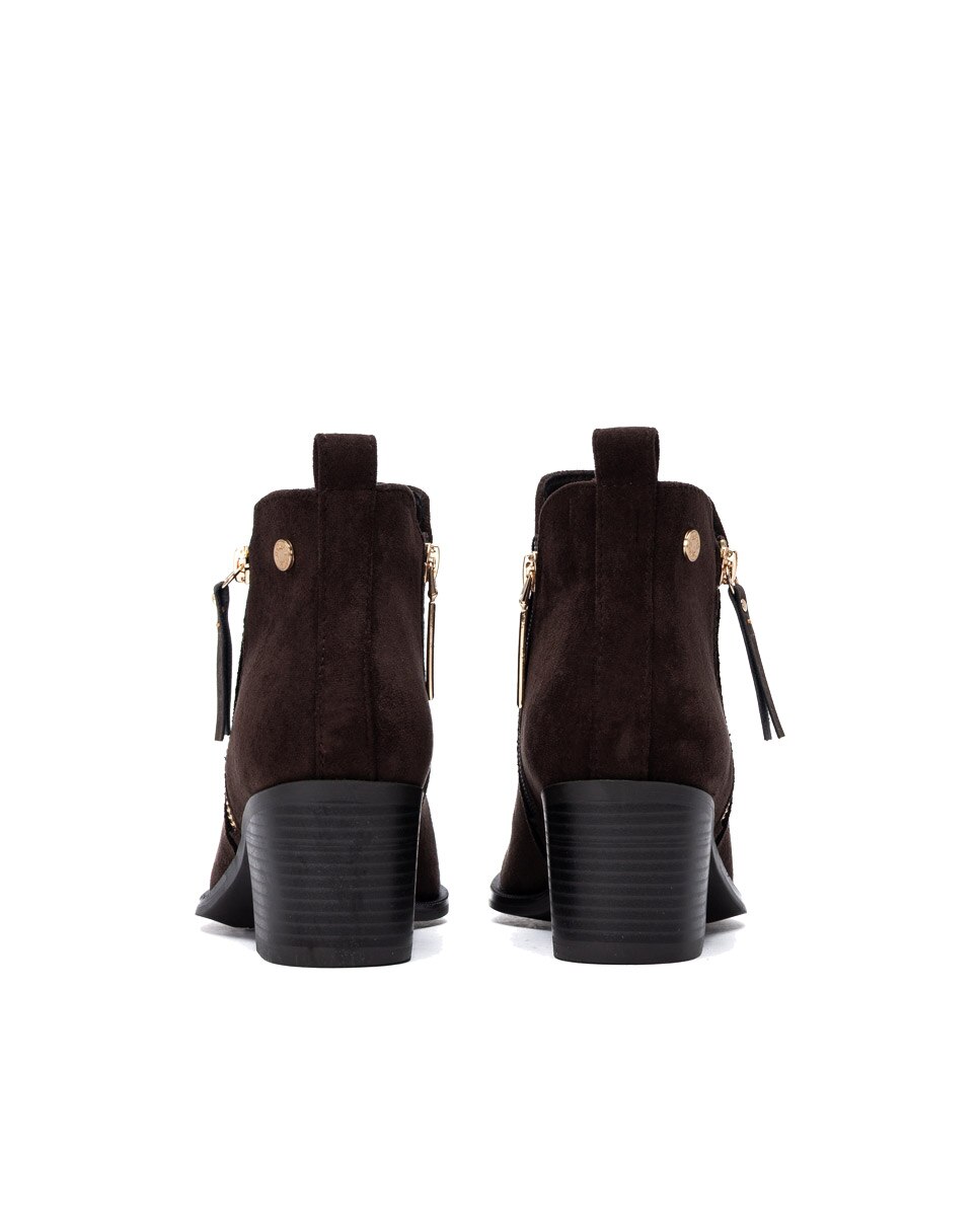 Botines de mujer cowboy con cremallera - Refresh - Marrón Marrón-5