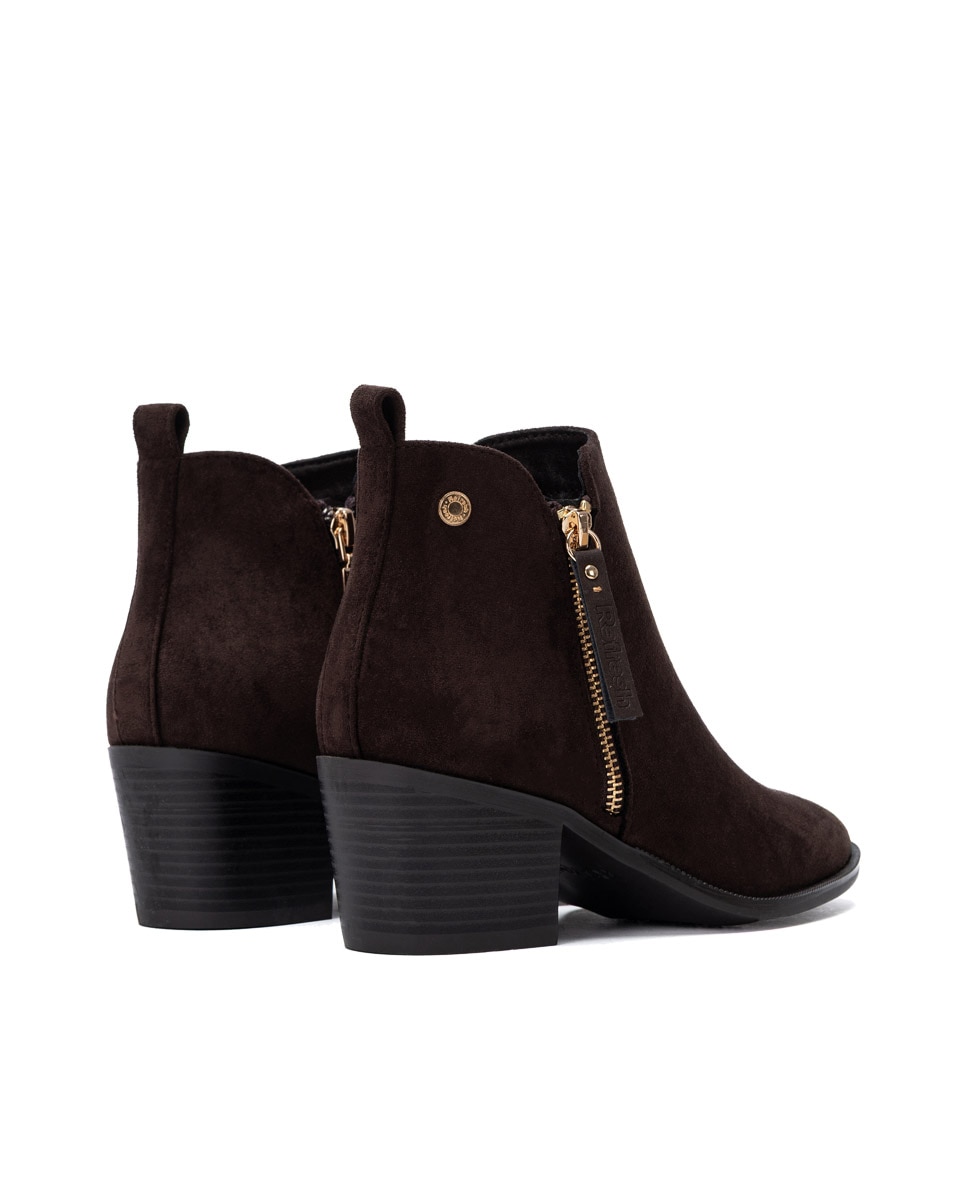 Botines de mujer cowboy con cremallera - Refresh - Marrón Marrón-7