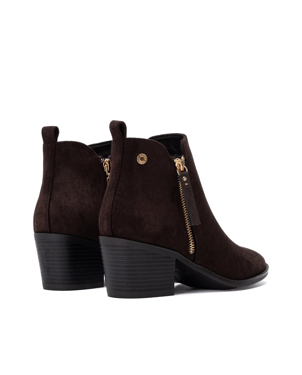 Botines de mujer cowboy con cremallera - Refresh - Marrón Marrón-8