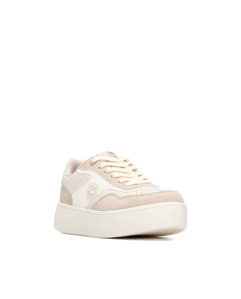 Zapatilla de mujer con cordones - Refresh - Beige Beige-3