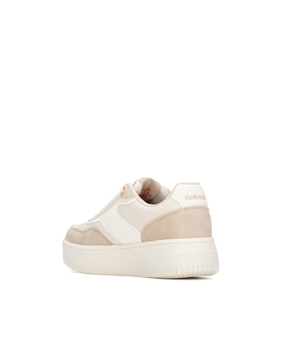 Zapatilla de mujer con cordones - Refresh - Beige Beige-2