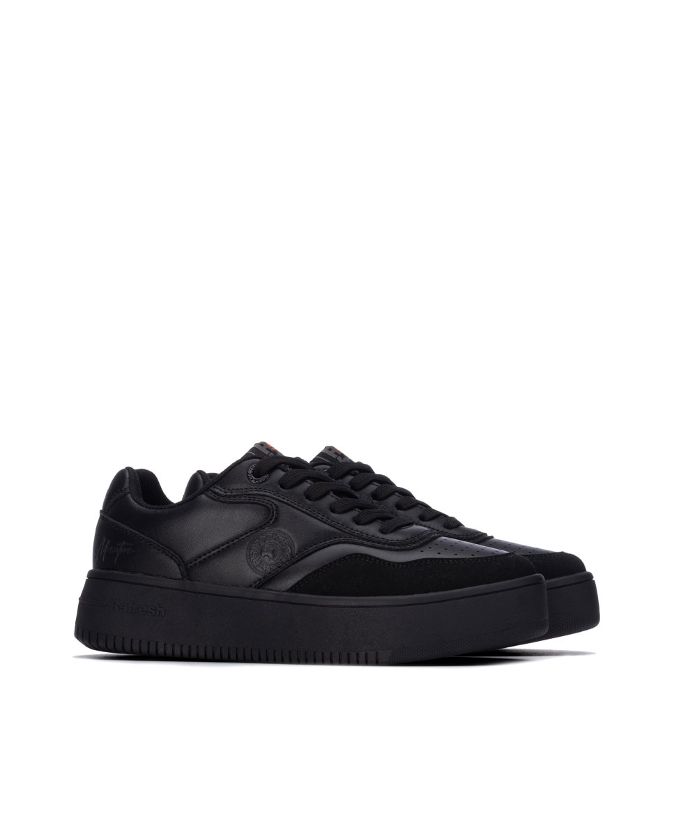 Zapatilla de mujer con cordones - Refresh - Negro Negro-4