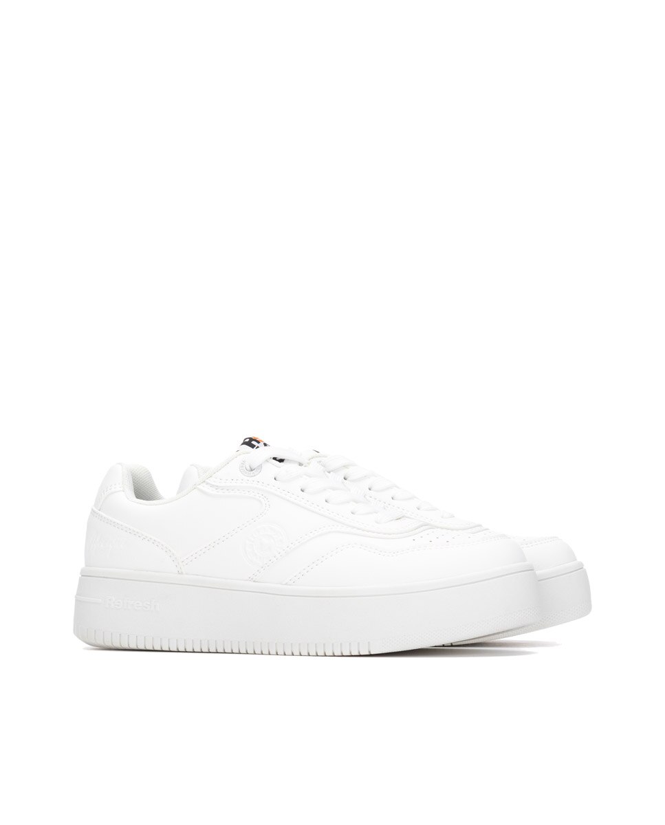 Zapatilla de mujer con cordones - Refresh - Blanco Blanco-4